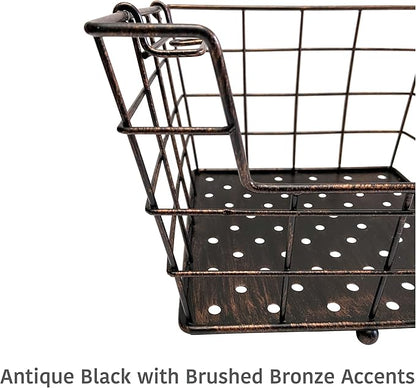 Gourmet Basics by Mikasa Ferme 4-Tier Metal Floor Standing Fruit/Home Storage Market Basket, Antique Black