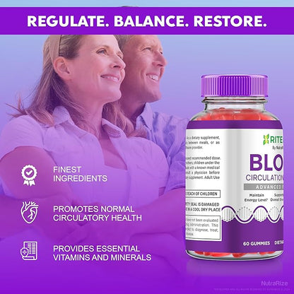 RiteLyfe Gummies, Official Rite Lyfe Blood Gummies, All Natural Stabilizer to Maintain Stable Healthy Levels and Overall Wellness, Premium Formula RiteLyfe Gomitas Review (60 Gummies)