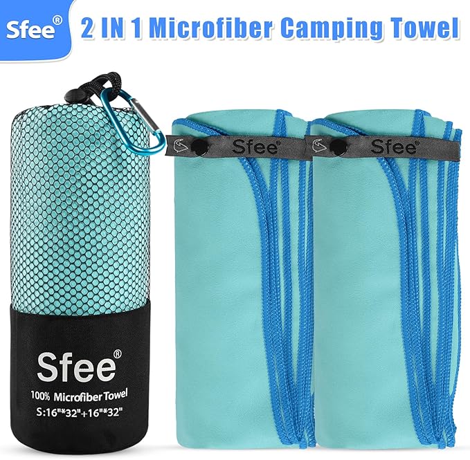 Sfee 2 Pack Microfiber Travel Towel