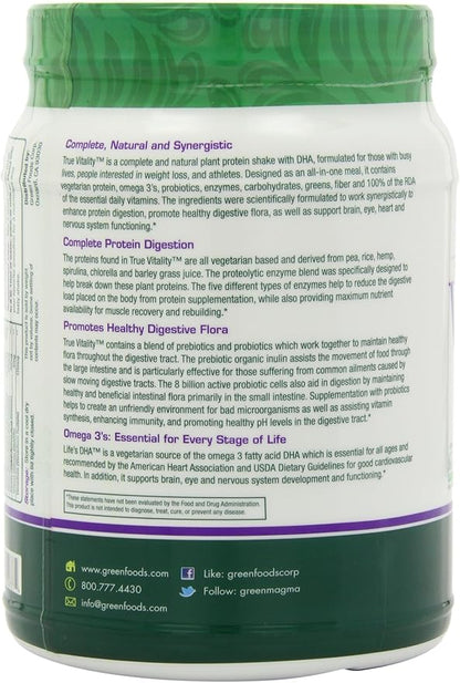 Green Foods True Vitality Plant Protein Shake, Vanilla, 25.2 Ounce