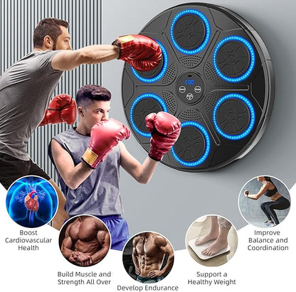 Music Punching Machine Boxing for Kids/Adults, 9 Modes & 9 Speeds Bluetooth Arcade Machine with Boxing Gloves, Large Size Wall Mounted Punching Boxing Equipment