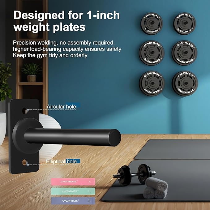 Weight Plate Holder, Wall Mounted Weight Rack Storage for Olympic Weight Plate,Home Gym Organizer