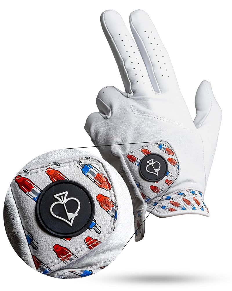 Pins & Aces - Rocket Pop Golf Glove Design - Premium AAA Cabretta Leather, Long-Lasting Durable Tour Glove for Men or Women - Premium Leather Golf Glove Left & Right Hand