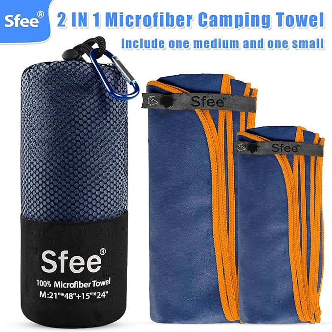Sfee 2 Pack Microfiber Travel Towel