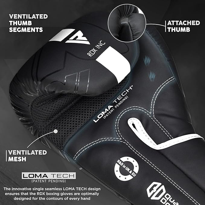 RDX Boxing Gloves, Pro Training Sparring, Maya Hide Leather, Muay Thai MMA Kickboxing, Men Women Adult, Heavy Punching Bag Focus Mitts Pads Workout, Ventilated Palm, Multi Layered, 8 10 12 14 16 18 Oz