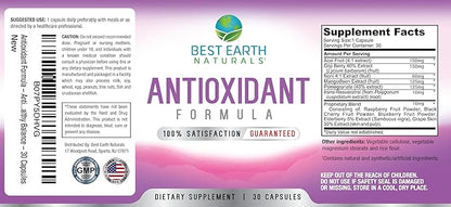 Best Earth Naturals Antioxidant Supplement with Pomegranate, Mangosteen, Goji Berry Capsules for Immune Support - 30 Day Supply