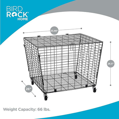 BIRDROCK HOME Sports Ball Basket Organizer with Wheels & Heavy Duty Casters - Ideal for Basketball, Football, Soccer, Baseball - Lockable Ball Storage Locker with Lid for Gym, Garage or Outdoor Use