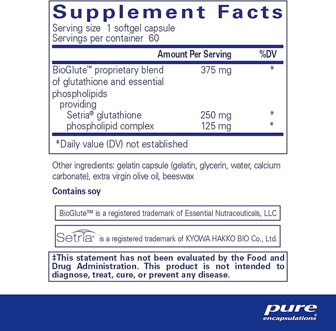 Pure Encapsulations Liposomal Glutathione - Immune Support & Liver Detox* - Antioxidant Protection - with Setria Glutathione - Non-GMO - 60 Softgel Capsules