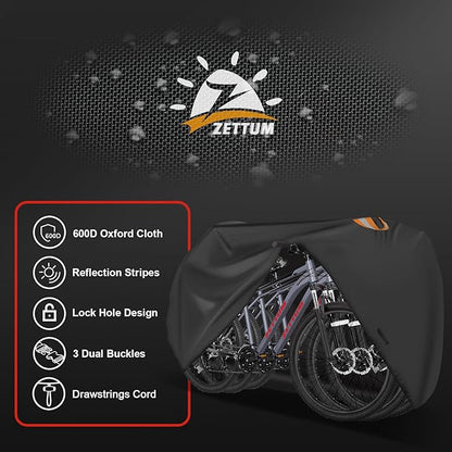 Bike Cover for 3 Bikes - Outdoor Bike Covers for Stationary 3 Bikes Heavy Duty & Waterproof, 600D Bicycle Covers for 3 eBike, Mountain Bike, Road Bike, Hybrid Bike, Beach Cruiser Bike Storage