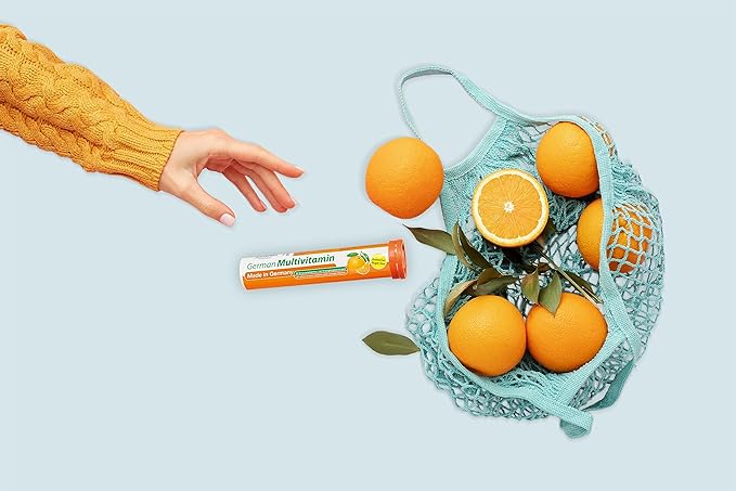 German Multvitamin 10 Vitamins - 480 Vegan Drink Effervescent Tablets - Orange Flavor - Made in Germany