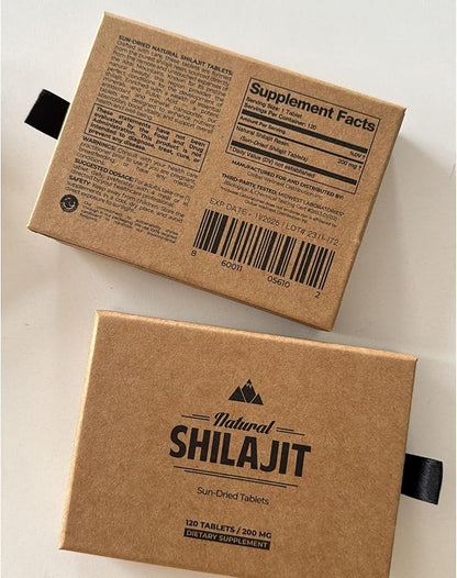 Natural Shilajit Tablets - 120 Count, Sun Dried 100% Pure Shilajit for Men & Women with Fulvic Acid & 85+ Essential Trace Minerals for Peak Physical & Mental Performance, Immune Health & Detox