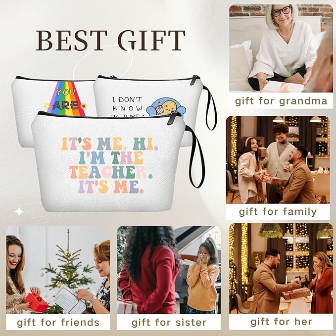 Teacher Thank You Appreciation Gifts for Women Coworker Friend New Teach Makeup Cosmetic Bag Hi Its Me Christmas