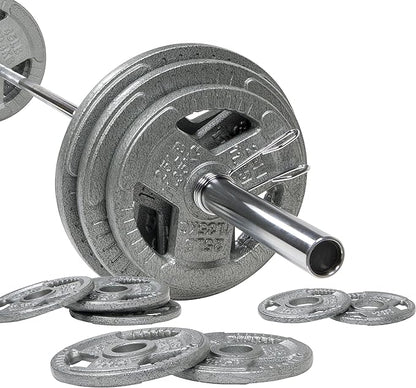 Signature Fitness Cast Iron Olympic 2-Inch Weight Plates Including 7FT Olympic Barbell, 130-Pound, 300-Pound or 325-Pound Set, Multiple Packages