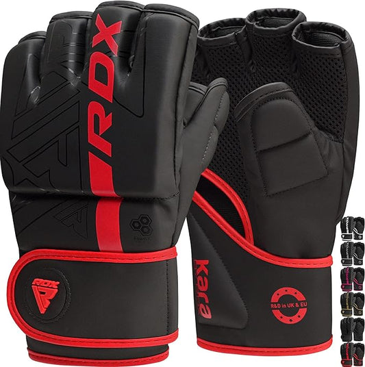 RDX MMA Gloves Grappling Sparring, Pre-Curved Mixed Martial Arts Mitts Men Women Boxing Gloves, Maya Hide Leather Kara Cage Fighting Workout, Combat Sports Training, Muay Thai, Punching Bag Kickboxing