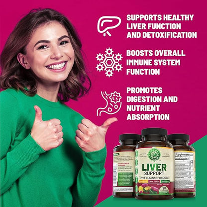 Advanced Liver Cleanse Detox & Repair Formula for Adult with Milk Thistle, Organic Liver Detox & Support Supplement for Men and Women, 90 Pills Liver Repair & Detox Support, 512mg (45-Day Supply)