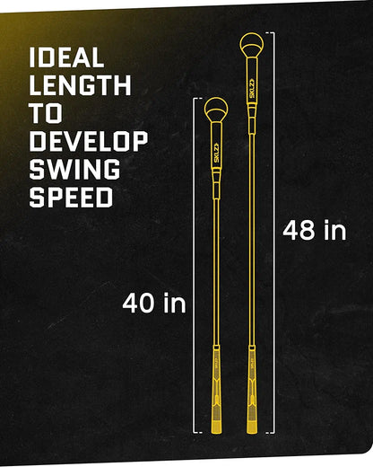 SKLZ Gold Flex Golf Swing Trainer and Warm-Up Stick - Essential Golf Accessories for Golfers, 48"/40” Golf Equipment for Distance, Balance Building, Power & Grip Training, Portable & Course-Legal