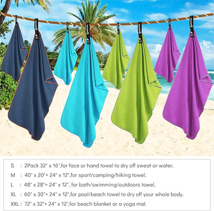 HOEAAS 2 Pack Microfiber Camping Towels