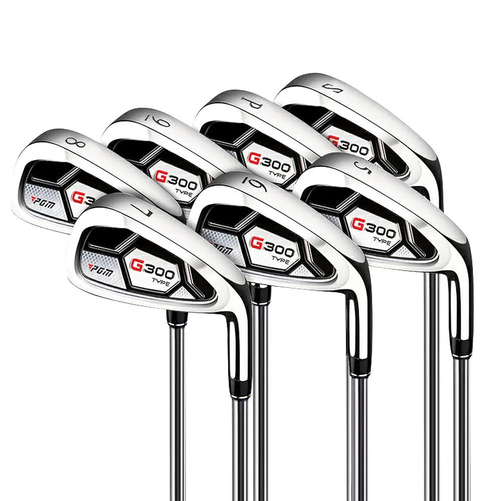 PGM Men's G300 Type 9/12 Pieces Complete Golf Club Set - Titanium #1 Driver, Draw-Biased Hybrid, High-Strength Stainless Steel Iron Set, High Forgiveness Putter, with Stand Bag