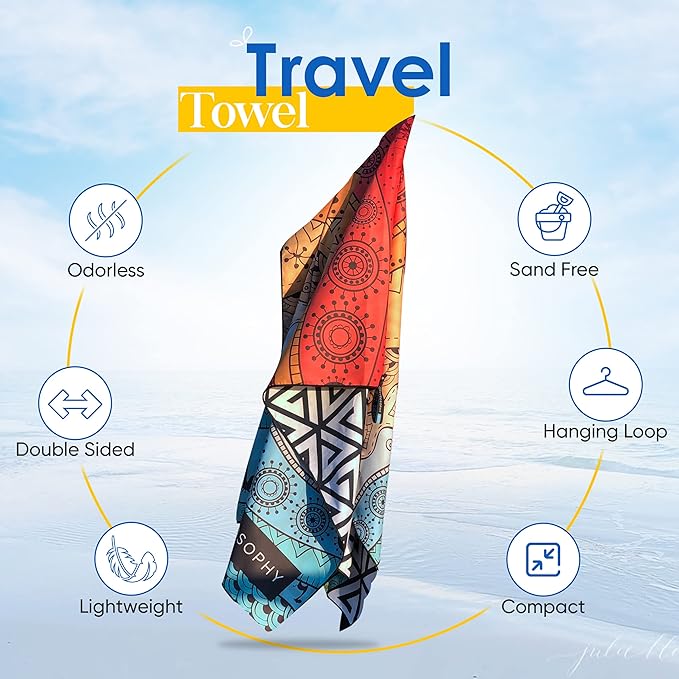 ECCOSOPHY Microfiber Beach Towel - Sand Free Towels 71x35 in