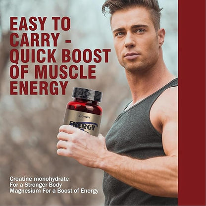 Energy Gummies 5g Creatine Monohydrate Per Serving, 60 Gummies Formula W/L-Taurine + Vitamin B12 for Muscle Builder, Energy Boost, Pre-Workout Supplement Sugar Free, Vegan, Blueberry Flavor