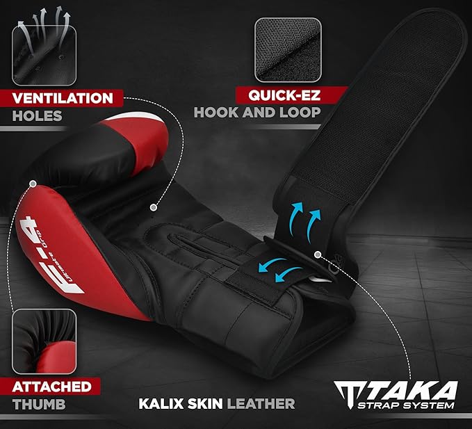 RDX Boxing Gloves, Maya Hide Leather Training Gloves for Muay Thai, Kickboxing, Sparring, Punch Bag, Punching Bag, Kickboxing Gloves, Martial Arts Training, Home Gym, Men, Women, 8 10 12 14 16 oz