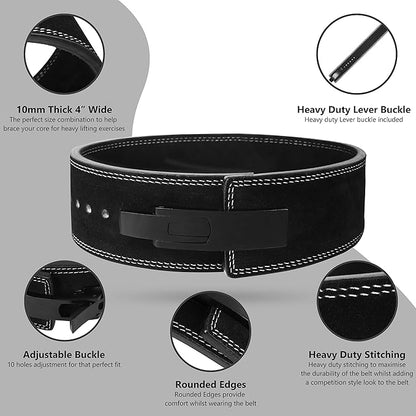 Weight Lifting Lever Belt Cowhide Gym Leather Belt 10mm Powerlifting