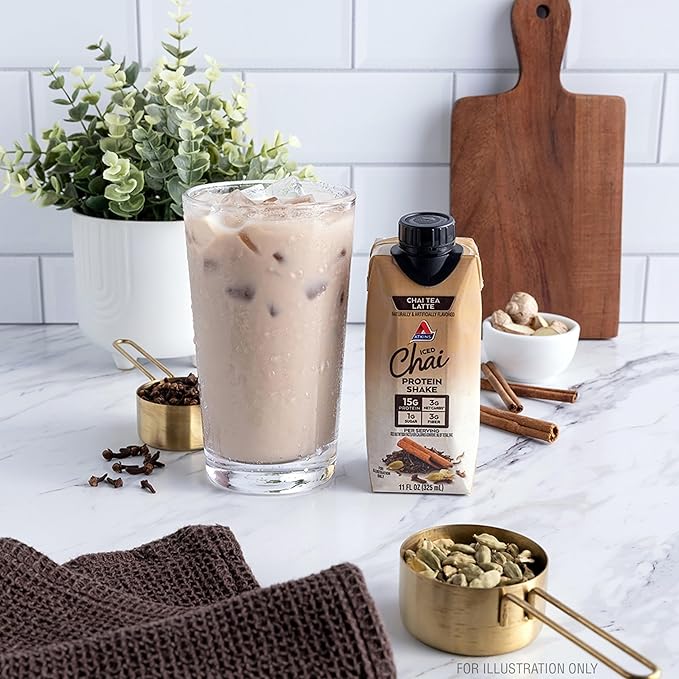 Chai Tea Latte Protein Shake, 15g Protein, Low Glycemic, 3g Net Carb, 1g Sugar, Keto Friendly , Set of three 4-pack