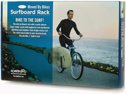 MBB Longboard Bicycle Surfboard Racks, by Moved By Bikes, Compatible with Shortboards, Longboards, and SUP Paddleboards, Quick Release Bars