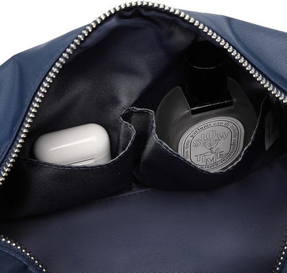 Organizer Bag Lightweight Cosmetic Bag with Ring Clasp Perfect Travel Makeup Bag for Women nylon Stand Up Design (Navy Blue/Nylon)