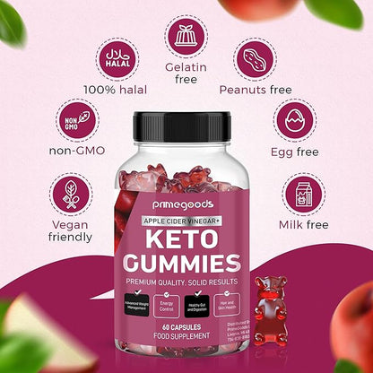 Keto ACV Gummies-Apple Cider Vinegar Gummies - Weight Loss & Keto, 60 Count. Energy Boost, Body Cleanse, Skin Health, Digestion, Vegan, Low Carb, Vitamins B6, B12, Pomegranate, Beet Root