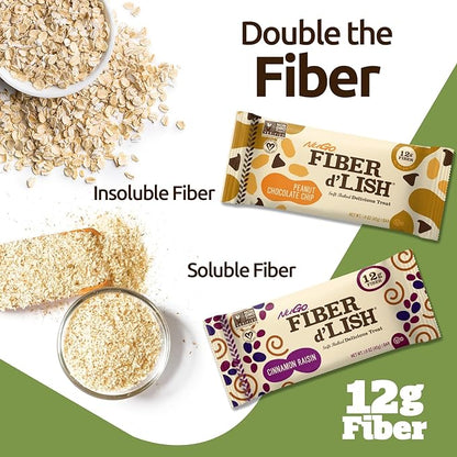 NuGO Fiber d'Lish Cinnamon Raisin, 12g High Fiber, Vegan, 150 Calories, 1.6 Ounce , 16 Count(Pack of 1)
