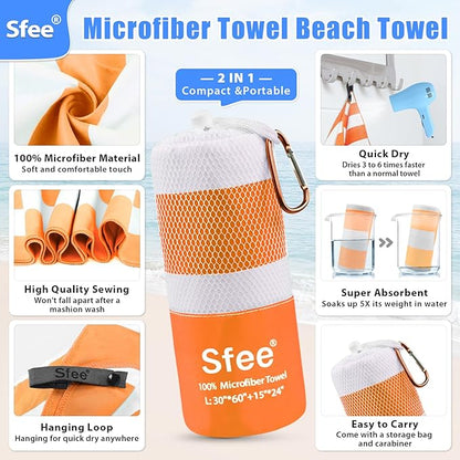 Sfee 2 in 1 Microfiber Travel Towel 32''x16'')