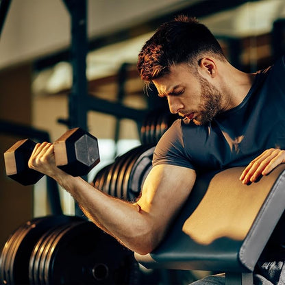 HolaHatha Hexagonal Dumbbell Free Hand Weight Set w/Rack