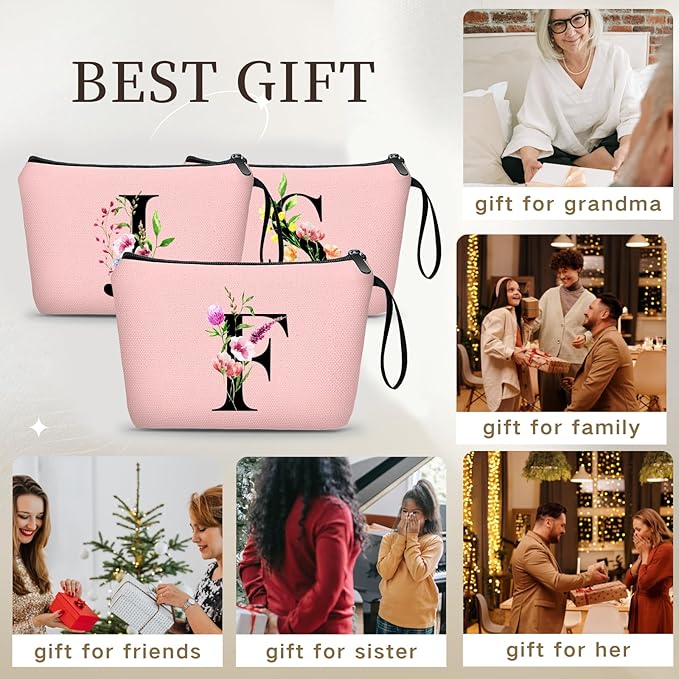SEAMOON Birthday Thank You Appreciation Monogrammed Gifts for Mom Aunt Teacher Sister Friend Coworkers Bride Bridesmaid Makeup Cosmetic Bag with Mirror Mothers Day Christmas Graduation F