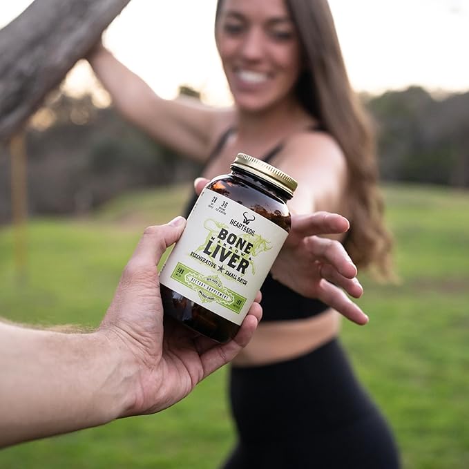 Heart & Soil Grass-Fed Bone Marrow & Liver Supplement - Desiccated Organ Supplements to Enhance Mood, Bone, Joint, Tissue, & Skin Health - 180 Capsules