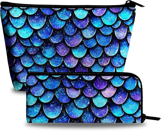 Mermaid Scales Travel Bag Makeup Bags for Women Teens Girls Cosmetic Pouch Big Capacity Cosmetic Bags for Purse