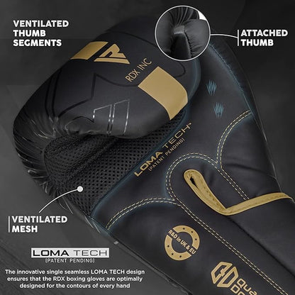 RDX Boxing Gloves, Pro Training Sparring, Maya Hide Leather, Muay Thai MMA Kickboxing, Men Women Adult, Heavy Punching Bag Focus Mitts Pads Workout, Ventilated Palm, Multi Layered, 8 10 12 14 16 18 Oz