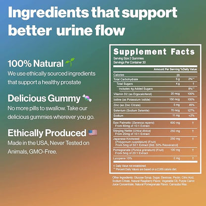 Prostate Shield Gummies - Men's Prostate Health Urinary with Saw Palmetto & Lycopene