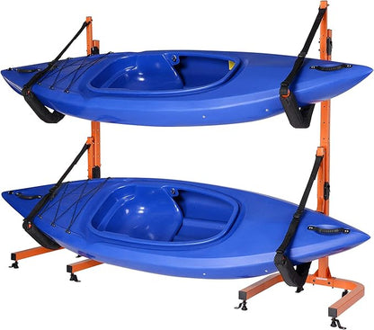 RAD Sportz Kayak Storage Rack - Two 73.25-in Freestanding Kayak Stands with Dual Arms and Adjustable Straps - Holds 2 Canoes, SUP, Paddleboards