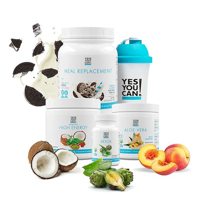 Yes You Can! Detox Plus Kit (Meal Replacement Cookies and Cream, Aloe Vera Pineapple) - Complete Meal Replacement Powder, High Energy Shake Booster, Aloe Vera Detox Supplement, Health Transformation
