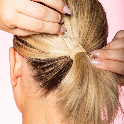 Gimme Beauty X-Fine Hair Bands - Slim-Fit Elastic Ties for Extra Fine Hair - No-Dent, Gentle-Grip Ponytail Holders for All-Day Comfort - 20 Pack, Blonde