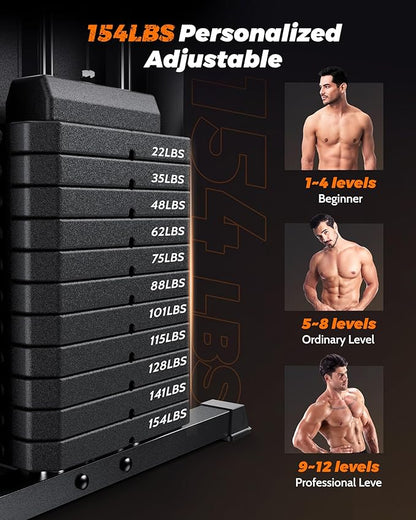 Home Gym, Multifunctional Gym Equipment, Home Gym Station 154LBS Weight