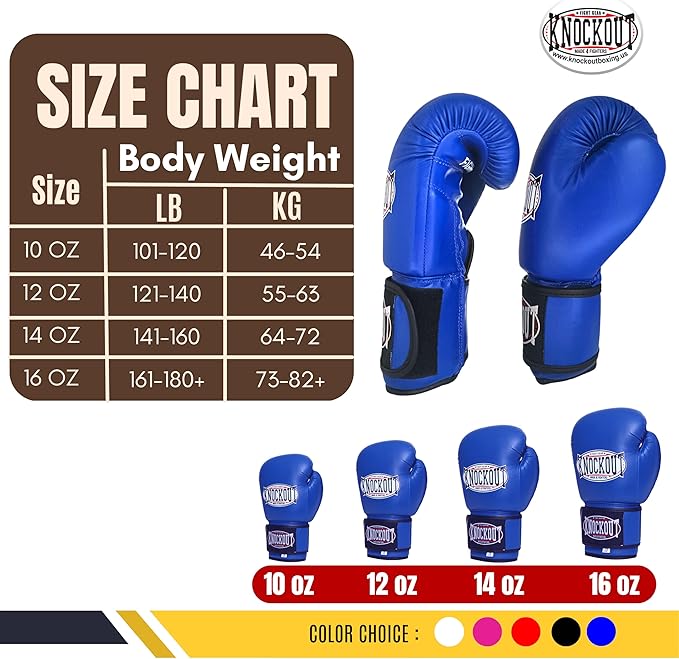 Knockout Gel Boxing Gloves for Men Women - Pro Training Sparring, Maya Hide Leather Muay Thai MMA Kickboxing, Adults-Kids Heavy Bag Workout Gloves for Boxing -Ultra-Wide Wrist Support 10 oz - 16 oz