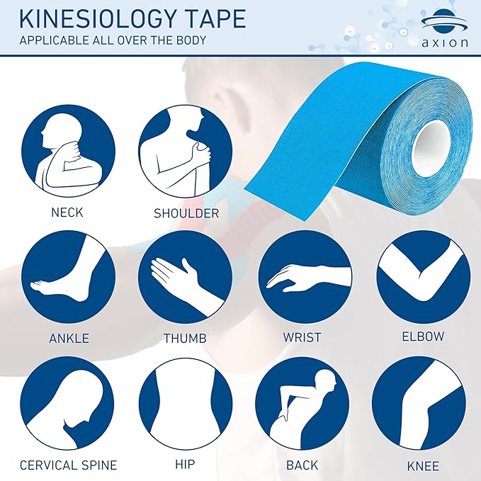 Kinesiology Mixed Set of 3 Units from axion | Different Waterproof Colours | Skin-Friendly Elastic Self-Adhesive Bandage Physio Tape | Ideal for Sports and Everyday Use, Soccer Tape