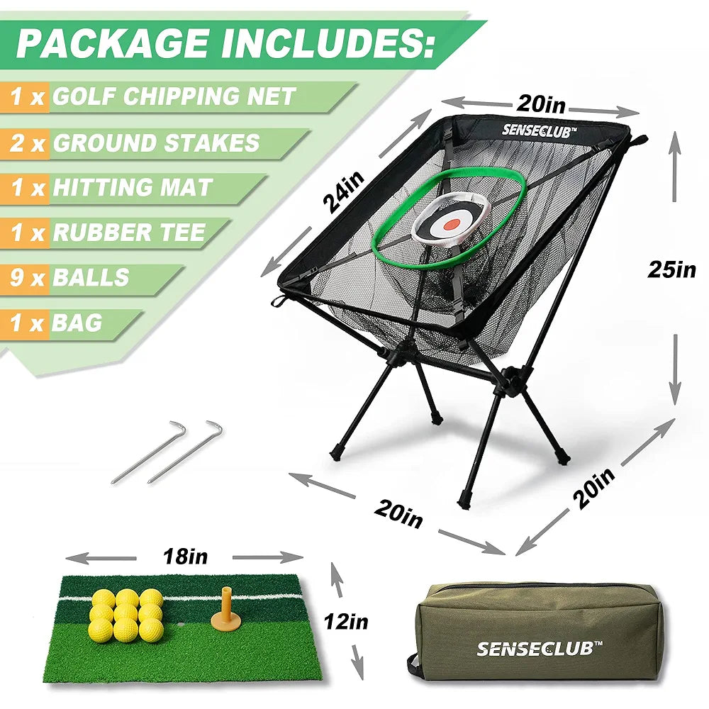 Foldable Chipping Net & Floating Green, Indoor Golf Practice Chipping Target, Backyard Golf Game & Gifts