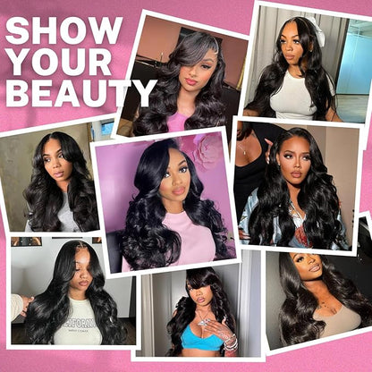 Beauty Queen Thick Body Wave Bundles Human Hair (22 22 22 22 Inch) 100% Unprocessed Virgin Human Hair Bundles Quick Weave Hair 4 Bundles Remy Hair Extensions Natural Color