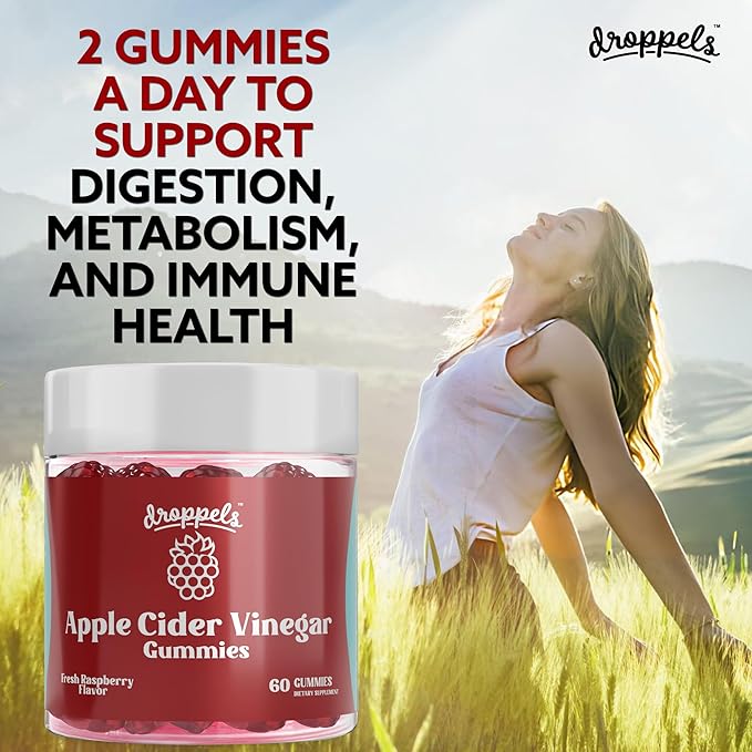 Droppels Apple Cider Vinegar Gummies 1000mg with Beet Root & Pomegranate (60 Count (Pack of 2))