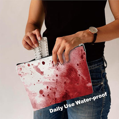Funny Scary Makeup Bag - Simulated Blood Stains - Horror Printing Cosmetic Bag, Toiletry Bag Gift For Girls, Teen, Candy Bag For Halloween， Personal Care & Accessories - A13