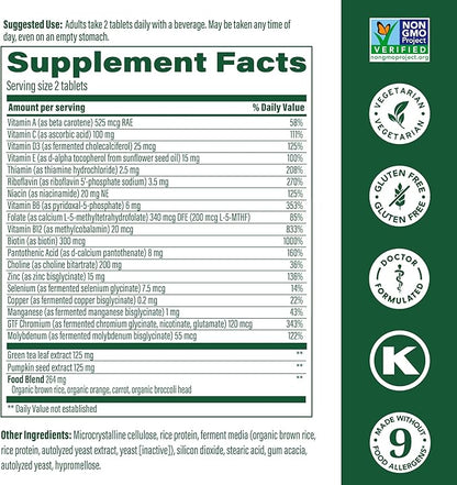 MegaFood Men's 55+ Advanced Multivitamin for Men - Doctor-Formulated -Choline, Vitamin D, Vitamin B12 – Plus Real Food – Brain Health Supplement for Adults & Immune Support - 120 Tabs (60 Servings)