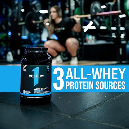 Rule One Proteins, R1 Whey Blend - 24g Fast-Acting Whey Protein Concentrates, Isolates, and Hydrolysates Per Serving, with Naturally Occurring EAAs and BCAAs (1 Pounds*, Chocolate Fudge)